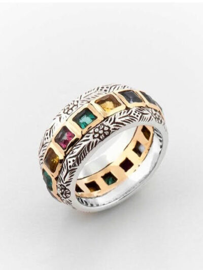 Bague en argent massif et laiton brossé