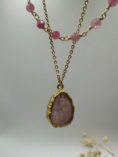 Sautoir Tourmaline rose