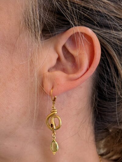 Dormeuses serpent et Tourmaline verte