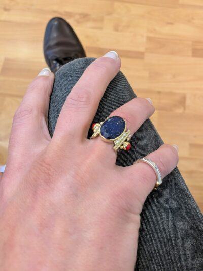 Bague Ethnique Lapis Lazuli/corail rouge