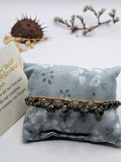 Bracelet tissé Labradorite/Saphir