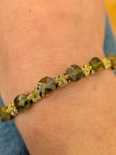 Bracelet tissé Grenat vert