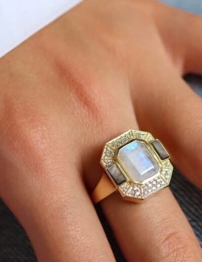 Bague style Art déco pierre de Lune