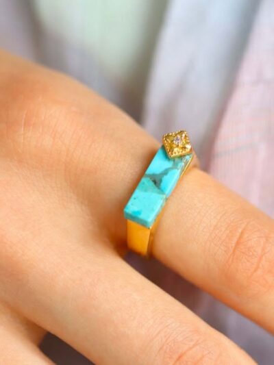 Bague rectangle Art déco Turquoise