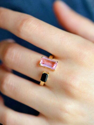 Bague ajourée Quartz rose