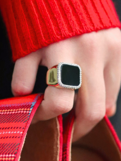 Bague carrée Onyx noir