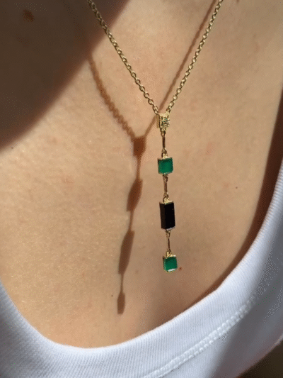 collier en Onyx vert et noir