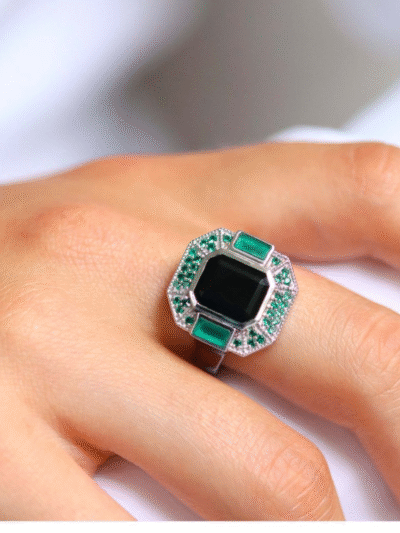 Bague style Art déco Onyx noir