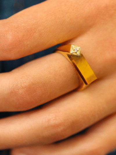 Bague rectangle Art déco Oeil de Tigre