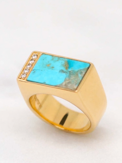 Bague rectangulaire Turquoise
