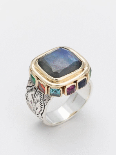 Bague carrée Labra/oxydes teintés