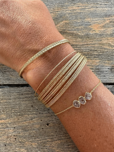 Bracelet chaîne fine en plaqué or et diamants 3 Polki Créatrice Parisienne Boutique de créateurs au Touquet