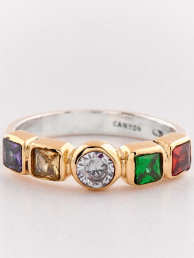 Bague fine argent et laiton multicolore