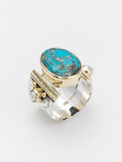 Bague Ethnique Turquoise/perles nacrées