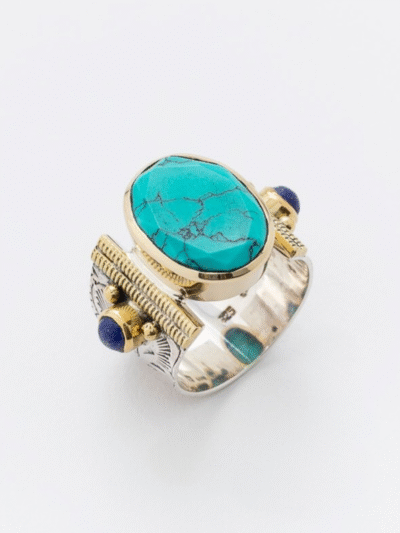 Bague Ethnique Turquoise/perles bleues