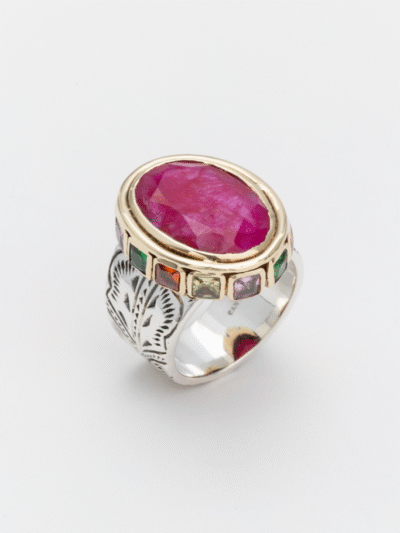 Bague Ovale Rubis/oxydes teintés