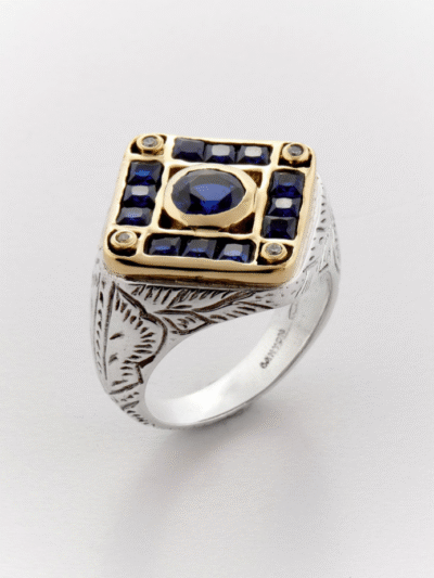 Bague Losange Saphir et Laiton