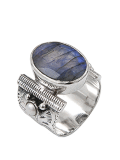 Bague Argent Ethnique Labradorite