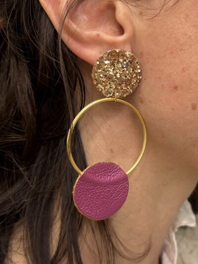 Boucles d'oreilles ronds en cuir