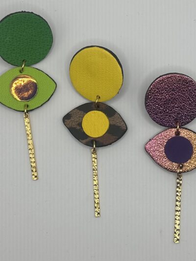 Boucles d'oreilles cuir oeil