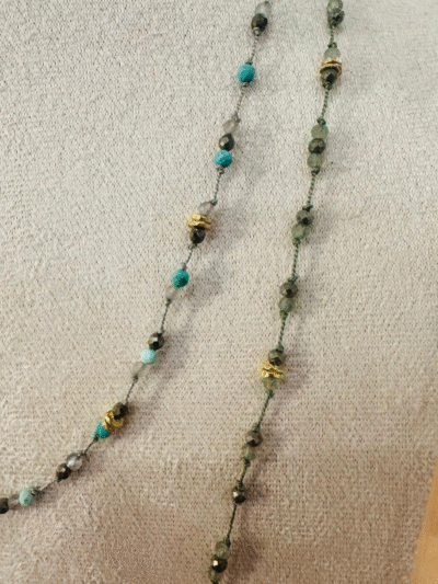 Collier/3 bracelets en cordon ajustable et pierres naturelles Création Parisienne Magasin de créateurs sur le Touquet