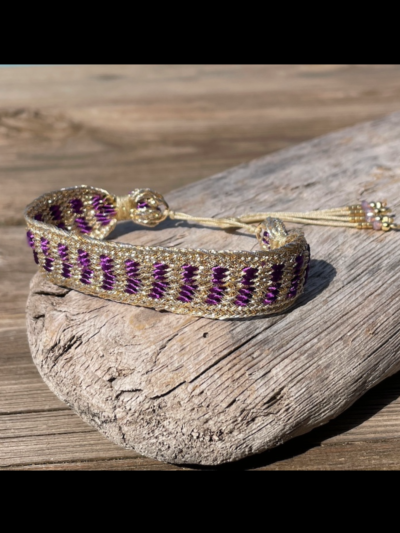 Bracelet en fils de soie 100 % artisanat français, nœud coulissant, chez Mélusine Bijoux au Touquet