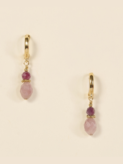 Boucles grelots en pierres naturelles et plaquage or à 2 microns, travail artisanal Nîmois