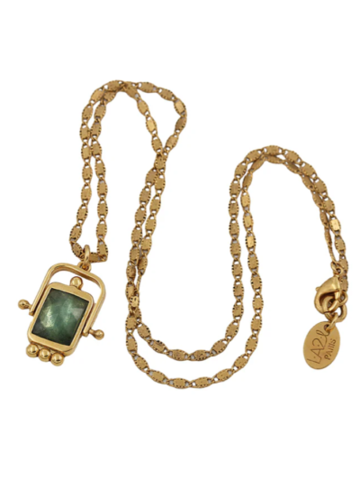 Collier Pivot Serpentine ou tourmaline rose