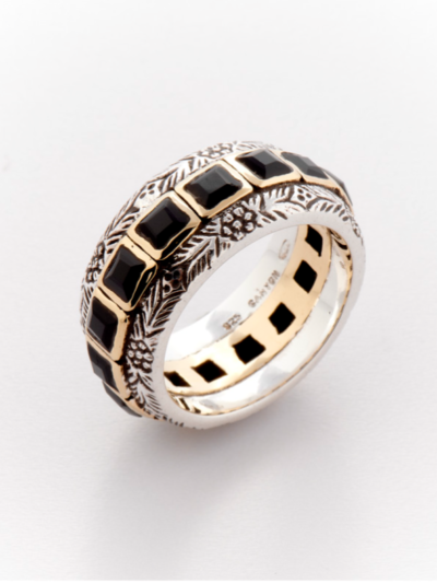 Bague en argent massif et onyx noir