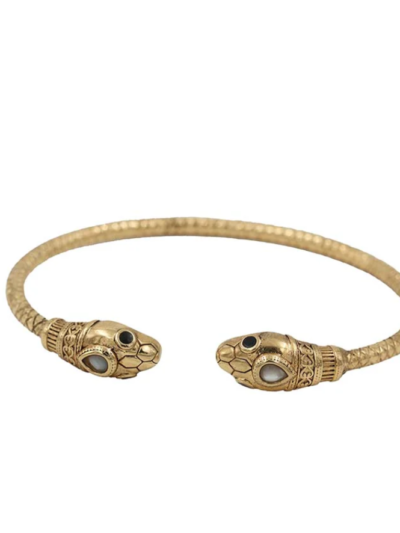 Bracelet jonc serpent double têtes en nacre