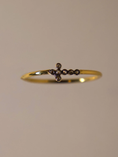 Bagues croix diamants rhodiés