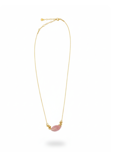 Collier Ellipse en quartz rose