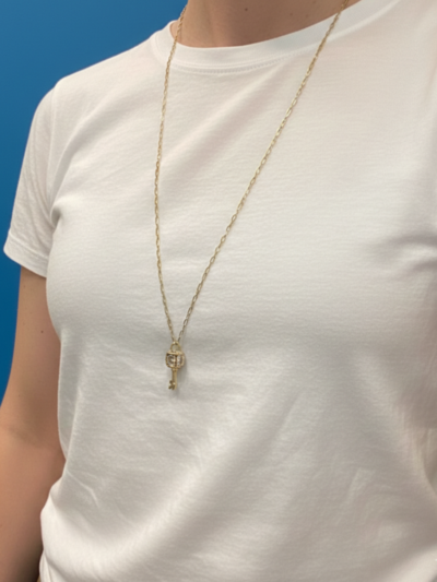 collier sautoir mousqueton doré