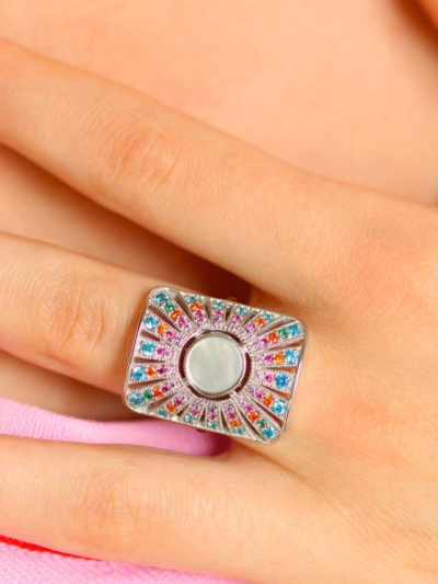 Bague Ombelle nacre blanche