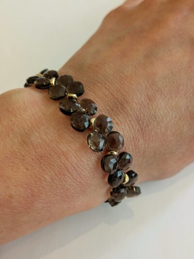 Bracelet gouttes Quartz fumé